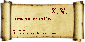 Kuzmits Milán névjegykártya